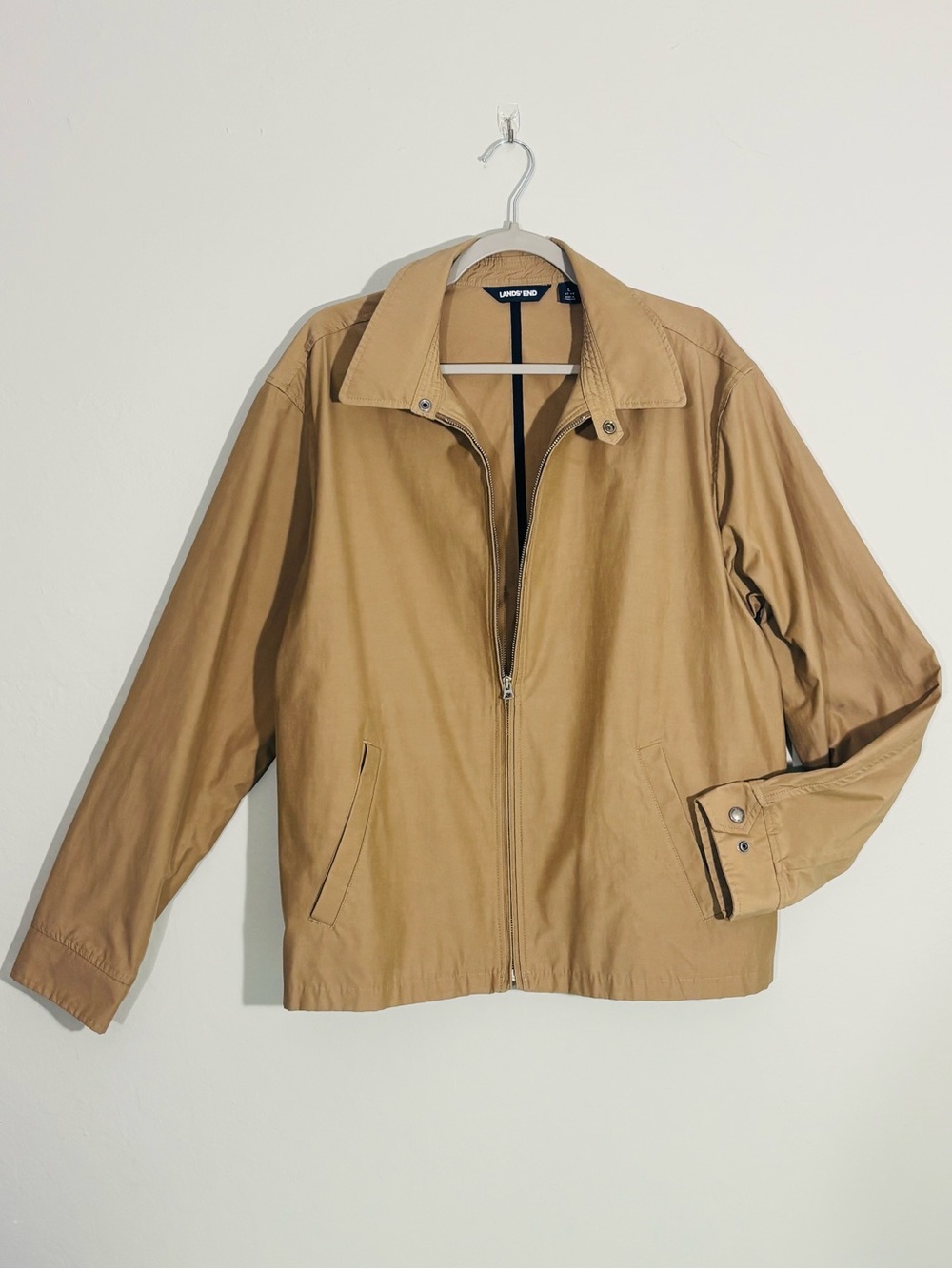 Lands' End Men’s Tan Harrington Windbreaker Jacket L
